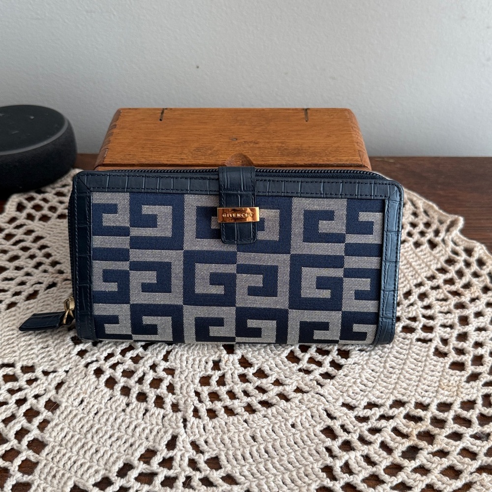 Givenchy Navy and Charcoal Geometric Wallet
